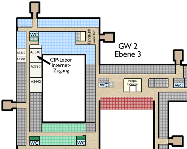 Lageplan des CIP-Labors des Fachbereichs 10 in GW 2